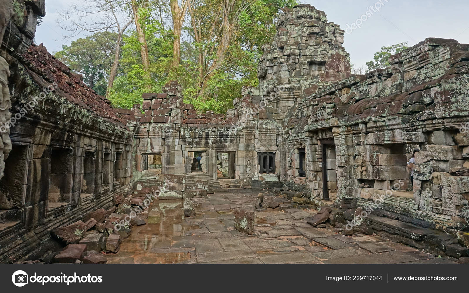 Breathtaking View Decaying Ancient Ruins Angkor Wat Temple Complex.