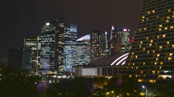 Singapore Oktober 2017 Filmische Weergave Van Skyline Van Singapore Nachttijd — Stockfoto