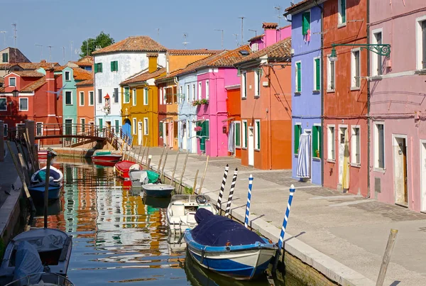 Serene Colorful Empty Streets Burano Venice Sunny Day Tourist Low Stock Image