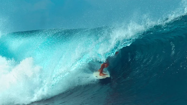 Yakın Muhteşem Fransız Polinezyası Serin Turkuaz Varil Dalga Sörf Tanınmaz — Stok fotoğraf