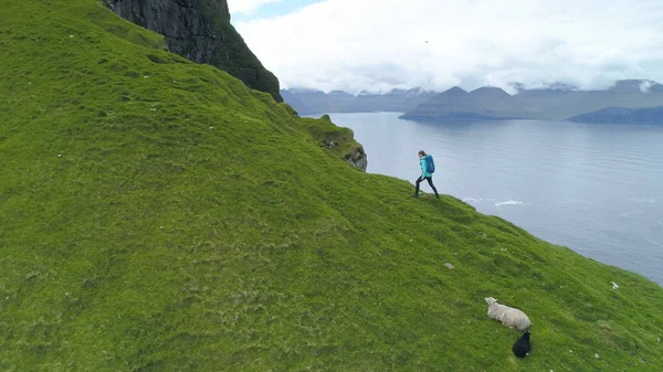 Hava Güzel Okyanus Doğal Yeşil Faroe Adaları Mükemmel Bir Resim — Stok fotoğraf