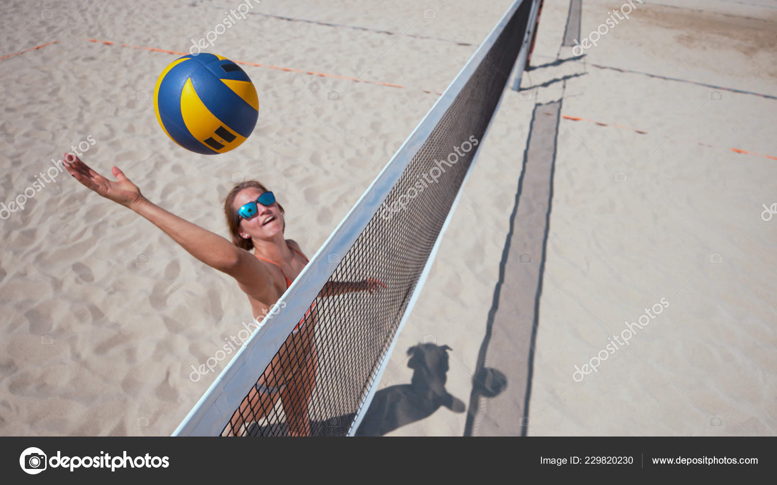 Preteen Volleyball Player Smiling Between Points Stock Photo