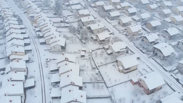 Hava Pastoral Karlı Bir Kış Gününde Banliyölerde Boş Özel Özellikleri — Stok fotoğraf