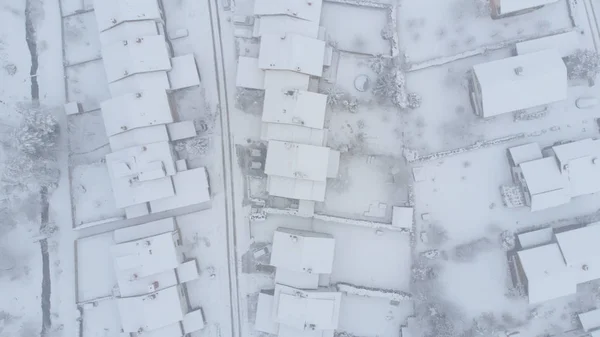 Hava Yukarıdan Aşağı Kış Ilk Kar Yağışı Ile Taze Kar — Stok fotoğraf