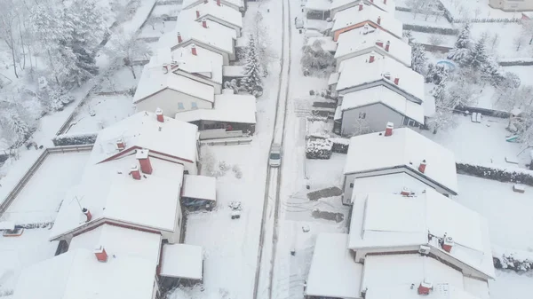 Hava Kar Fırtınası Sonra Sakin Banliyö Komşuları Nda Lider Karlı — Stok fotoğraf