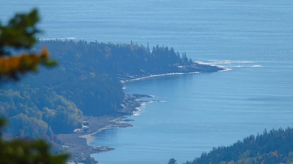 Aerial Spectacular Shot Rocky Coast Picturesque Acadia National Park Flying — Stock Photo, Image