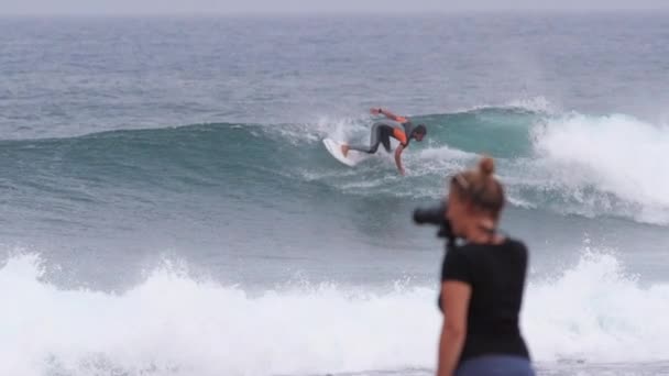 Ottobre 2017 Fuerteventura Isole Canarie Slow Motion Fotografo Donna Che — Video Stock