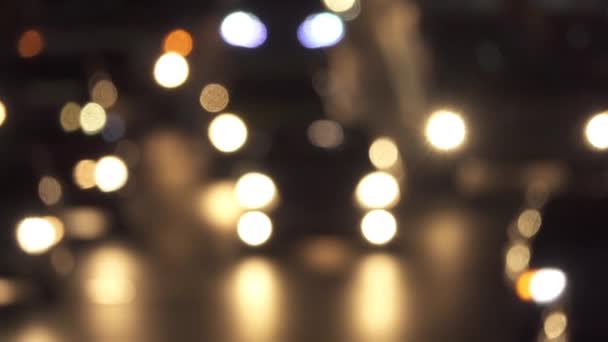 Defocused Bokeh Inúmeros Carros Movendo Lentamente Dirigindo Para Baixo Estrada — Vídeo de Stock