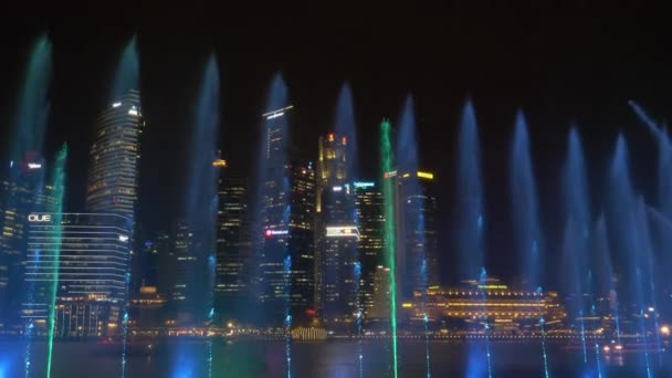 Сингапур Октябрь 2017 Захватывающее Красочное Шоу Marina Bay Ночное Время — стоковое видео