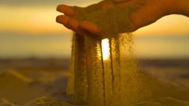 Slow Motion Flose Reversed Pequenas Partículas Areia Seca Caem Entre — Vídeo de Stock