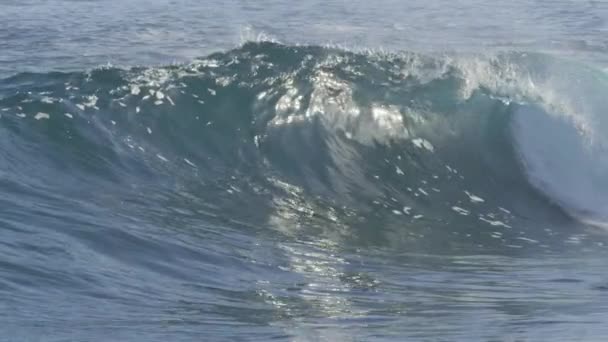 Slow Motion Close Pristine Barrel Wave Reflecting Bright Sunlight Sunny — Stock Video