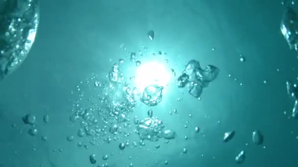 Underwater Countless Air Bubbles Floating Surface Breathtaking Turquoise Sea Cinematic — Stock Video