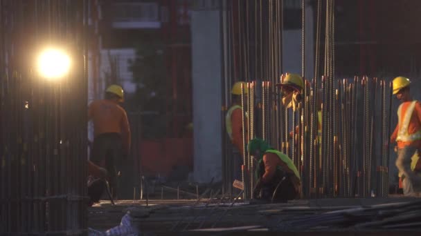 Bangkok Thaïlande Mars 2017 Les Constructeurs Promènent Sur Grand Chantier — Video