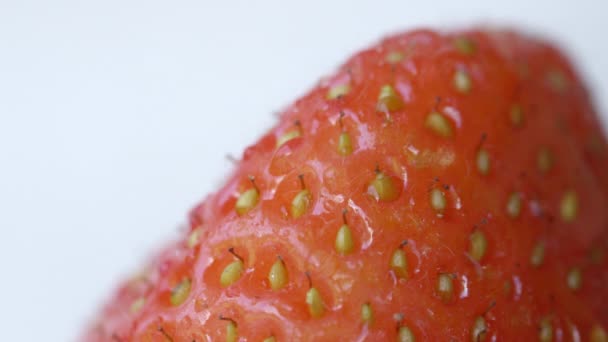 Slow Motion Macro Close Extrême Détail Fraises Juteuses Des Gouttes — Video