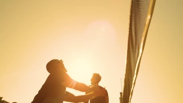 Slow Motion Close Low Angle Lens Flare Joueur Volley Ball — Video