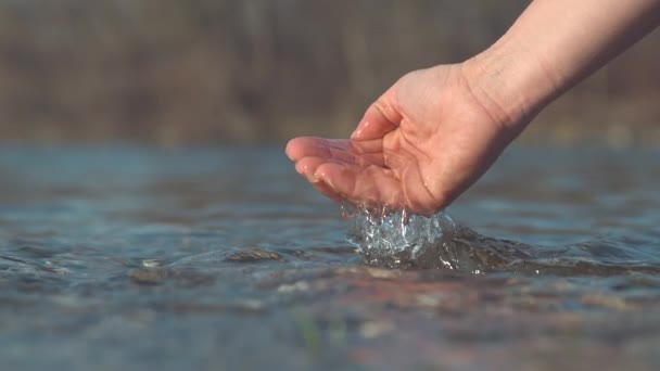 Slow Motion Macro Dof Cool Shot Unrecognizable Caring Woman Splashing — Stock Video