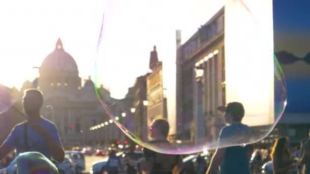 Vaticano Septiembre Moción Lenta Cerrar Lentes Flare Dof Artista Callejero — Vídeo de stock