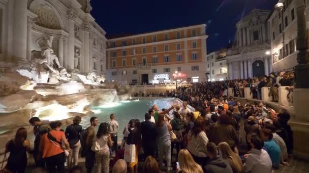Fontana Trevi Rom Italien September 2017 Massen Von Touristen Und — Stockvideo