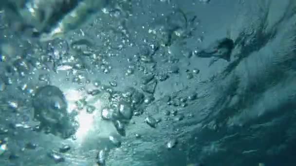 Повільний Рух Підводний Човен Pov Занурення Дно Кришталево Чистого Океану — стокове відео