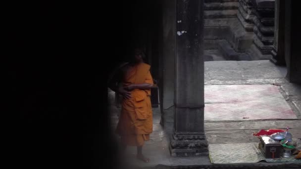 Angkor Wat Kambodscha April 2017 Zeitlupe Ein Blick Einem Felsvorsprung — Stockvideo