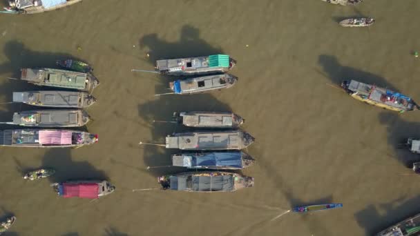 Aerial Top Volando Sobre Los Barcos Madera Que Forman Famoso — Vídeo de stock