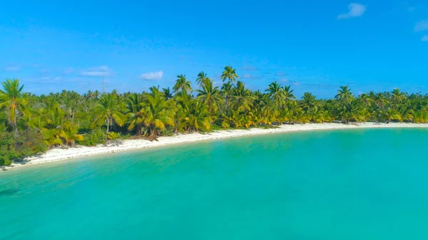 DRONE La exuberante vegetación exótica verde cubre la hermosa isla remota en el Pacífico — Foto de Stock