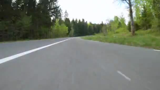 POV, TIMELAPSE: Przejażdżka po idyllicznej zielonej okolicy w samochodzie sportowym — Wideo stockowe