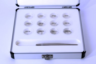 Metrolojik ölçümler yapmak. Ölçmek için ağırlık kümesi 