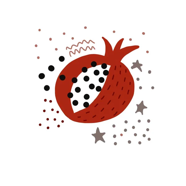 Ilustração Brilhante Frutas Bagas Fundo Desenhos Animados Frutas Planas Granadas — Fotografia de Stock
