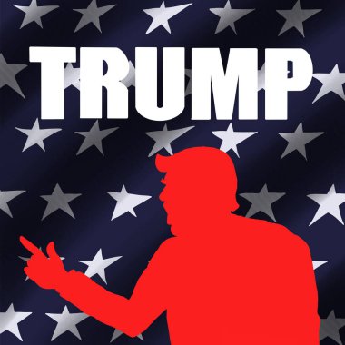 17 Eylül 2020, Donald John Trump, ABD 'nin arka planında siyah siluet. Seçim günü.