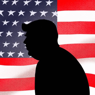 17 Eylül 2020, Donald John Trump, ABD 'nin arka planında siyah siluet. Seçim günü.