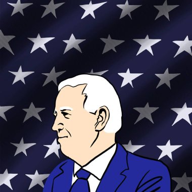 17 Eylül 2020, illüstrasyon Joseph Robinette Biden, ABD 'nin arka planında siyah siluet. Elektron Günü