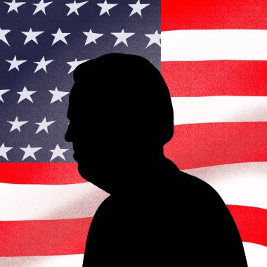 17 Eylül 2020, illüstrasyon Joseph Robinette Biden, ABD 'nin arka planında siyah siluet. Elektron Günü