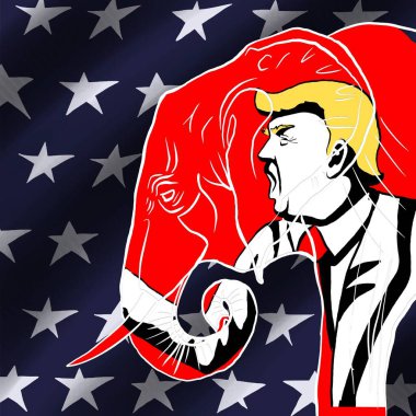 17 Eylül 2020 Donald Trump, Joe Biden 'a karşı, başkan adayları. Demokratlar Cumhuriyetçilere karşı. Kırmızı fil ve mavi eşeğin resmi..