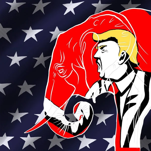 17 Eylül 2020 Donald Trump, Joe Biden 'a karşı, başkan adayları. Demokratlar Cumhuriyetçilere karşı. Kırmızı fil ve mavi eşeğin resmi..