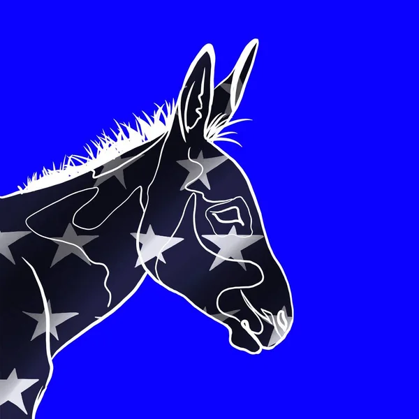 Burro Dibujado Sobre Fondo Azul Elecciones 2020 Partido Democrático — Foto de Stock