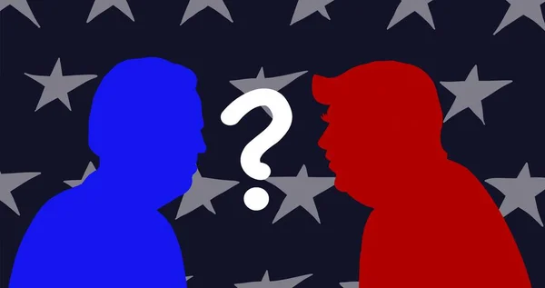 17 Eylül 2020 Donald Trump, Joe Biden 'a karşı, başkan adayları. Demokratlar Cumhuriyetçilere karşı. Kırmızı fil ve mavi eşeğin resmi..