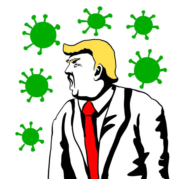 Donald Trump Wirus Corona Ilustracja Kreskówki Września 2020 — Zdjęcie stockowe