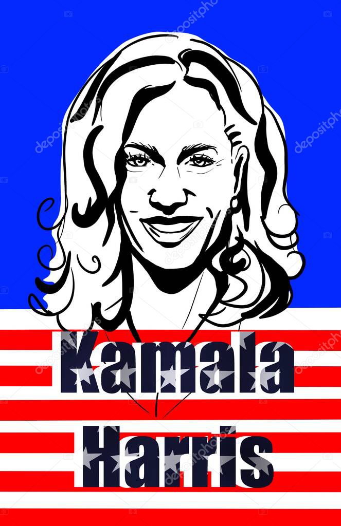 September 20 2020 illustration of American president and Vice President candidate with 2020 election. Democrat Kamala Harris