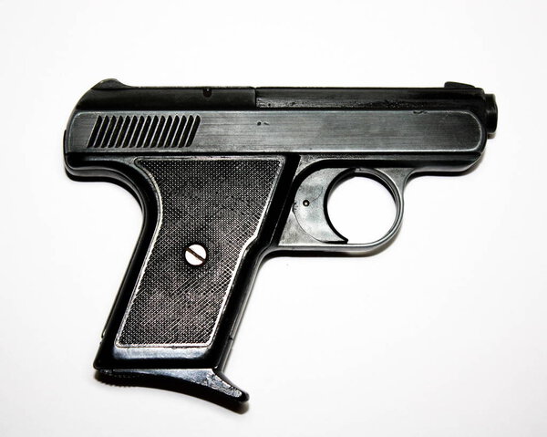 Gun 9 mm gas pistol on white background