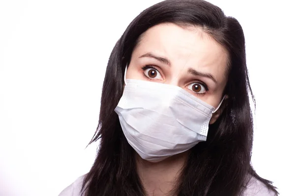 Young Woman Medical Mask Her Face — Stock Photo, Image