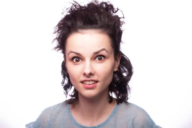 Güzel kıvırcık kız yakın plan portresi