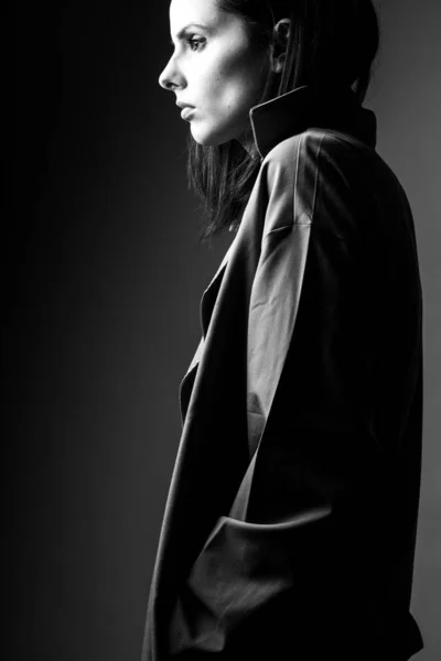Mooi Jong Meisje Zwart Wit Portret — Stockfoto
