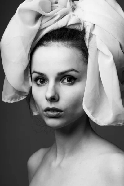Mooi Jong Meisje Zwart Wit Portret — Stockfoto