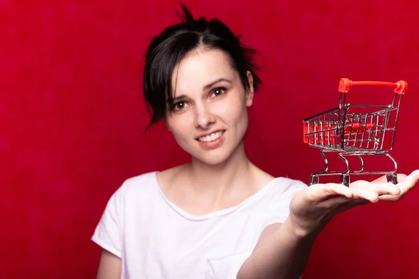 woman with supermarket trolley