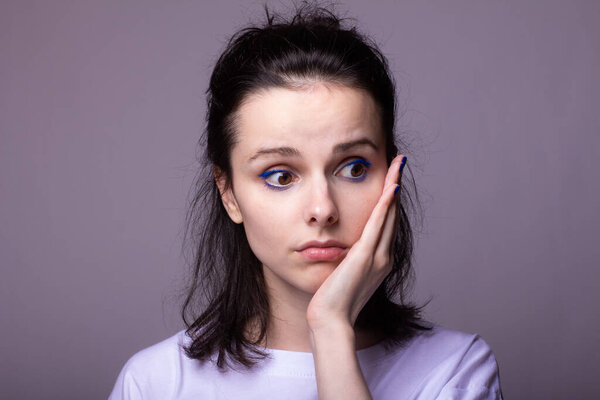 beautiful woman in white t-shirt