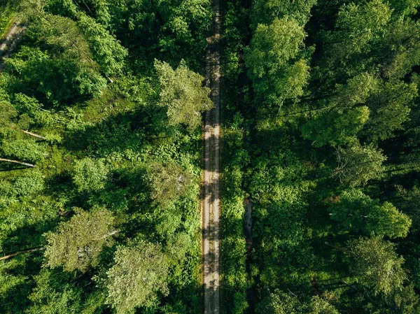 Vista Aérea Una Carretera Rural Través Bosque Abetos Verano Finlandia — Foto de Stock