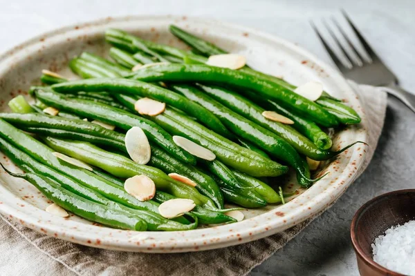 Almondina Feijão Verde Com Amêndoas Prato Lateral — Fotografia de Stock