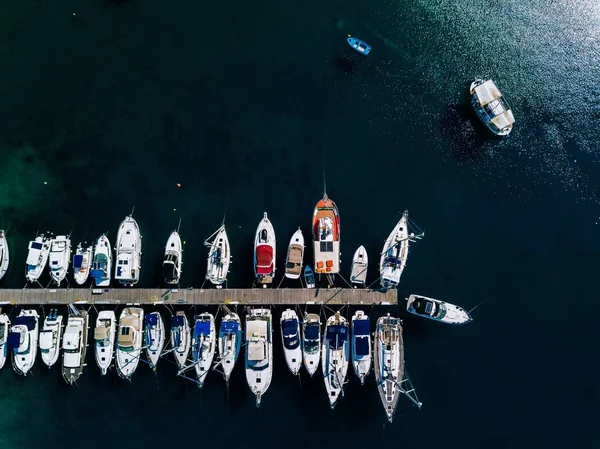 Luftaufnahme Des Yachthafens Boote Hafen Von Griechenland Ansicht Von Oben — Stockfoto
