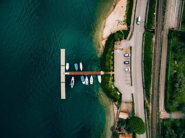 Luftaufnahme Der Meereslandschaft Mit Booten Der Marina Bay Italien Blick — Stockfoto